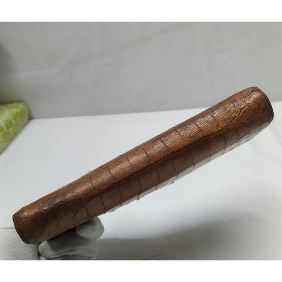 Miu Miu Brown Leather Crocodile Embossed Credit Card Bifold Wallet - Picture 5 of 16